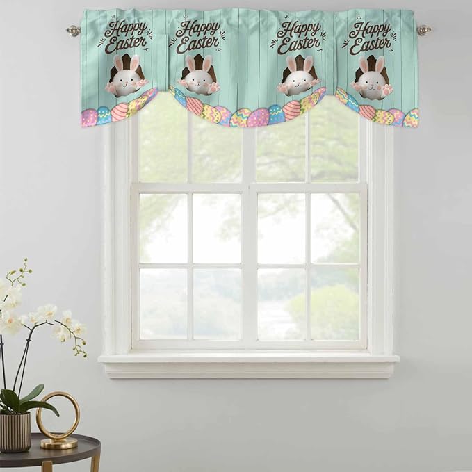 Green Easter Tie Up Valance Curtains
