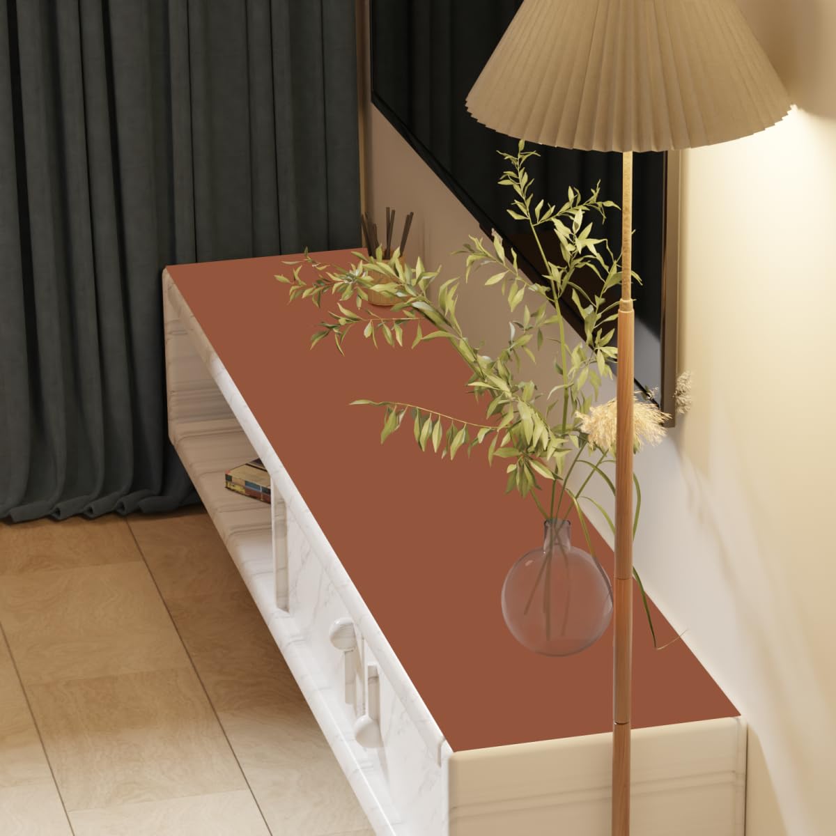 Zinkooat Desk Pad - 14x45 Inch Waterproof Easy to Clean Can Conceal Flaws Protector The Table Top from Scratches Used for Coffee Table Office Table Dresser(Brown+Gray 14x45)