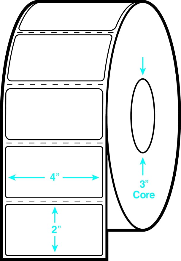 Avery Direct Thermal Labels, 4" x 2", White, 3" Core, Direct Thermal Printable, 1,000 Blank Labels per Roll, 2 Rolls, 2,000 Total (4133)