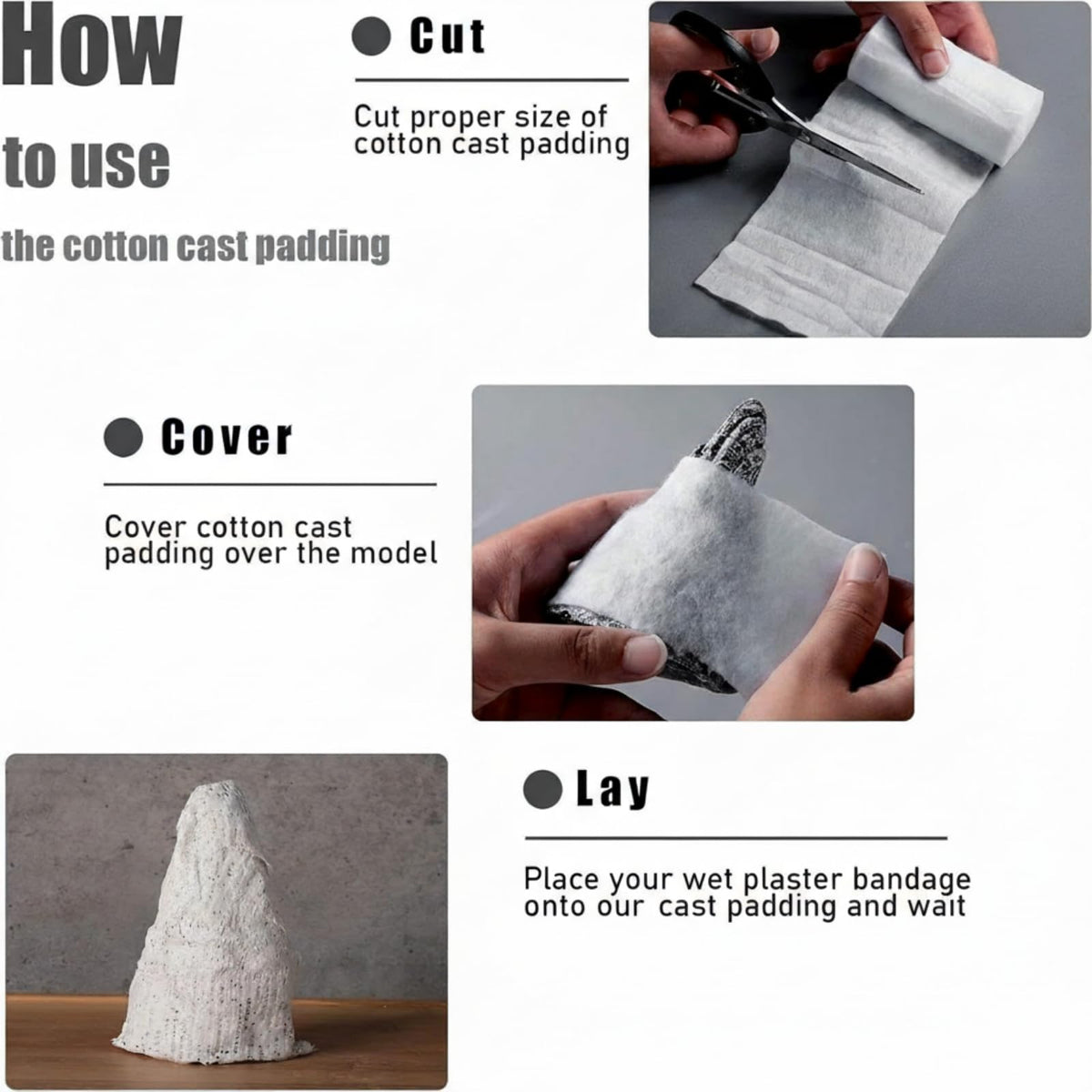 Nuanchu 12 Rolls Medical Cotton Cast Padding Roll Individual Pack Soft Plaster Cloth Gauze Roll Undercast Padding Wrap Bandage for Halloween Bandage Art Body Casts Mask Making Craft(2 Inch X 8.8 ft)