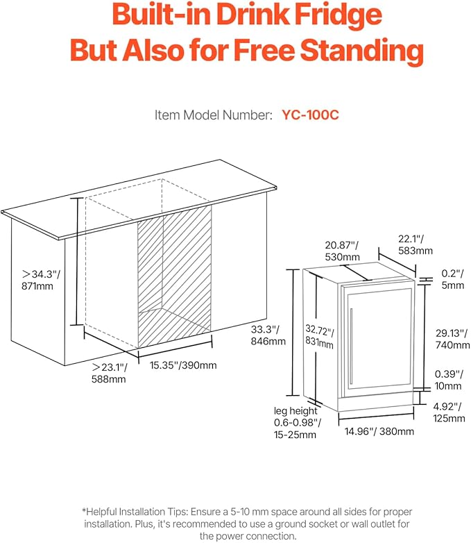VEVOR Beverage Refrigerator Cooler, 88 Can Beverage Fridge, Mini Fridge with Glass Door, Adjustable Shelves, Digital Temperature Control, Built-in or Freestanding Soda Beer Fridge for Home Office Bar
