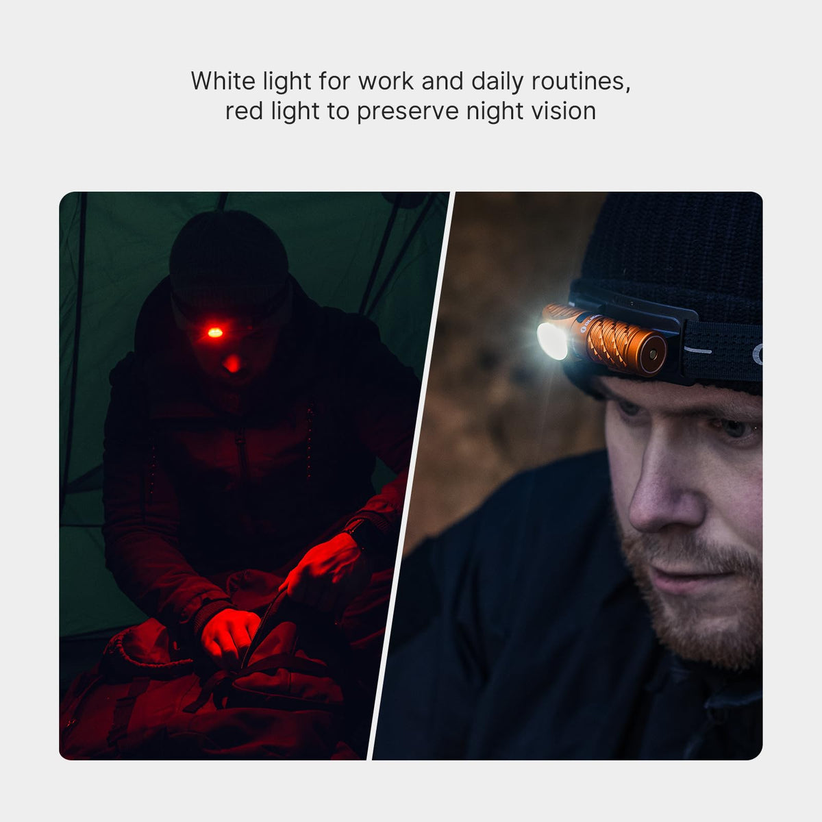 OLIGHT Perun 3 Mini Headlamp 1250 Lumens LED Head Flashlight,Rechargeable Headlight with Red Light Option,Perfect for Working, Hiking, Camping and Climbing (Cool White 5700K~6700K, Orange)