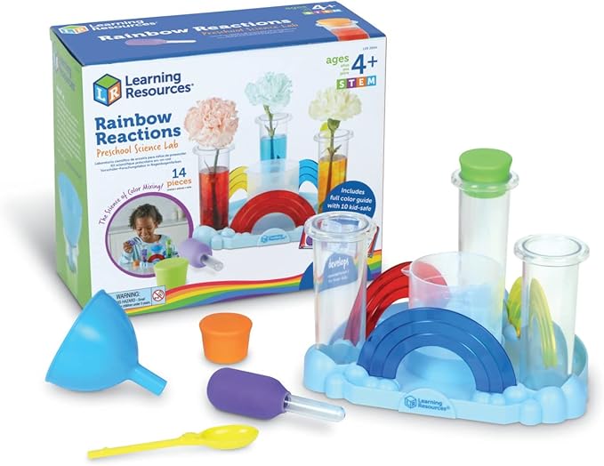 Learning Resources Rainbow Reactions - 14 Pieces, Ages 4+, Preschool Science Lab, Experiments for Kids, STEM Toys for Boys and Girls