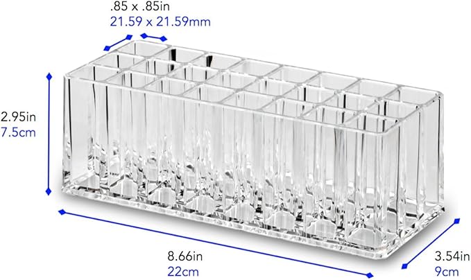 BY ALEGORY Acrylic Makeup Tool Organizer 24 Space Storage Deep Slot Refillable Container For Long Cosmetic Beauty Tool Organization Display Case (2)