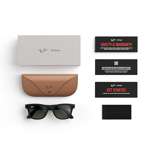 Ray-Ban Meta (Gen 1), Wayfarer, Matte Black | Smart AI Glasses for Men, Women —12 MP Camera, Open-Ear Speakers for Audio, Video Recording and Bluetooth —Transitions® Green Lenses —Wearable Technology