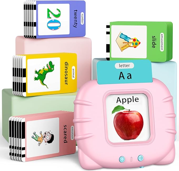 Educational Learning Toys - 520 Sight Words Talking Flash Cards, Autism Sensory Toys, Pocket Speech for Toddlers, Valentine's Day Present Birthday Gift for 1 2 3 4 5 6 Year-Old Girls, Pink