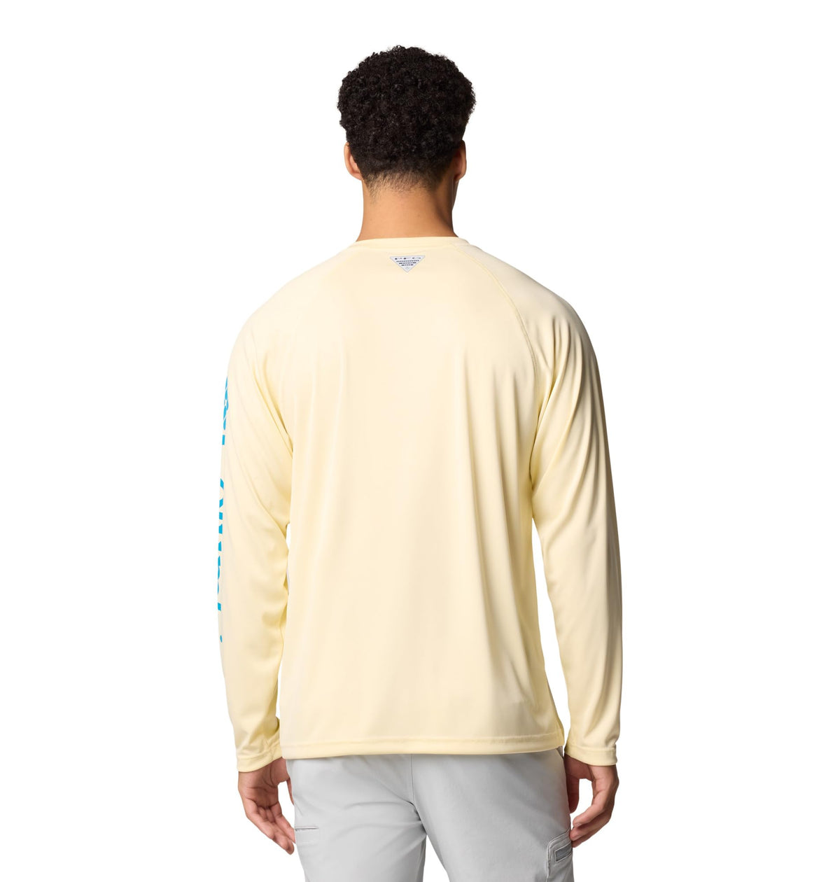 Columbia Men's PFG Terminal Tackle Long Sleeve Fishing Shirt, Lemon Wash/Blue Echo Logo, Small