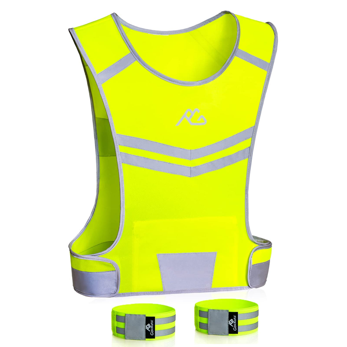 Reflective Running Vest Gear Ultralight & Comfortable Cycling Motorcycle Reflective Vest-Large Zippered Inside Pocket & Adjustable Waist- High Visibility Night Running Safety Vest (Yellow, XXL)