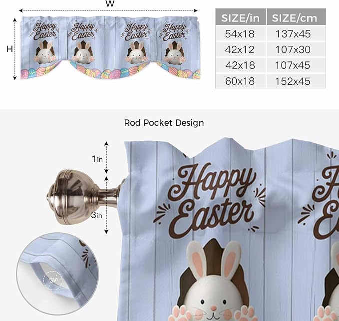 Blue Easter Tie Up Valance Curtains