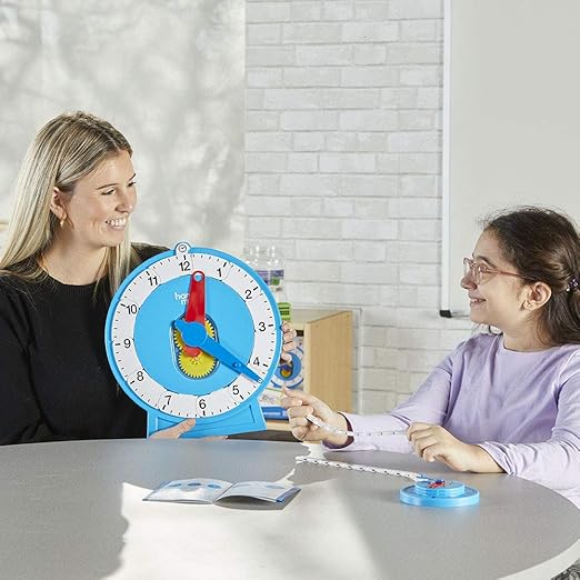 hand2mind Advanced NumberLine Clock, Telling Time Teaching Clock, Elapsed Time Clock, Analog Clock Learning for Kids, Middle School Clock Manipulatives, Teaching Time Classroom Clock (Set of 25)