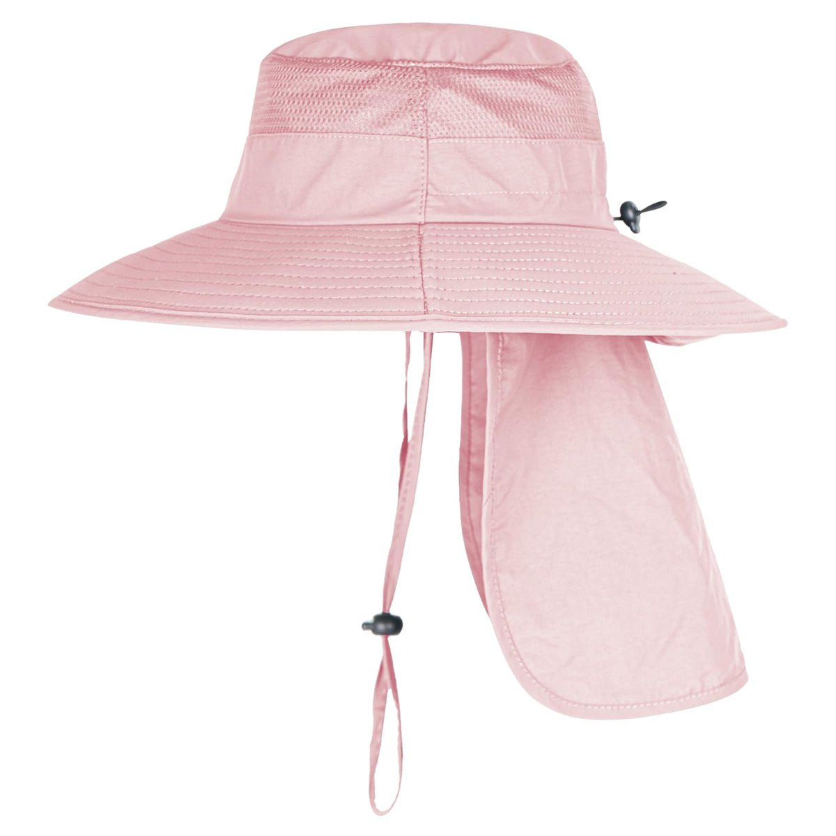 Sun Hats for Men Women Fishing Hat UPF 50+ Breathable Wide Brim Bucket Hats Summer UV Protection Safari Hat with Neck Flap Pink