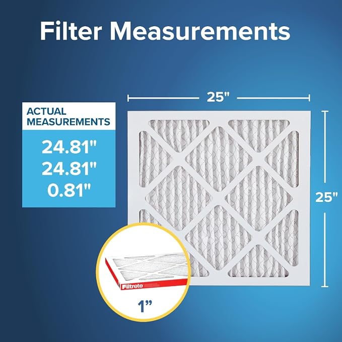 Filtrete 25x25x1 AC Furnace Air Filter, MERV 11, MPR 1000, Micro Allergen