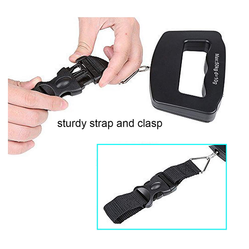 YAGSUW Handheld Digital Luggage Scale with Grip for Travel Portable Electronic Weighing Suitcase and Bag 110Lb/50kg Black