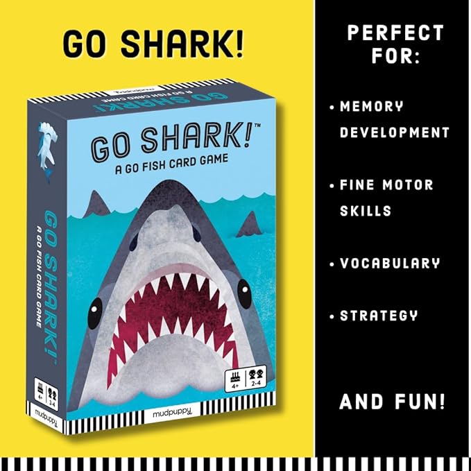 Mudpuppy Go Shark! – Shark Version of Classic Kids Go Fish Card Game with Cute Illustrations of Sharks for Children Ages 4 and Up, 2-4 Players