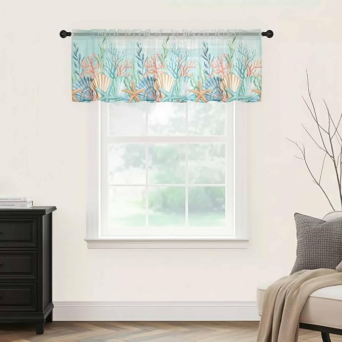 Summer Beach Sheer Valance Curtains