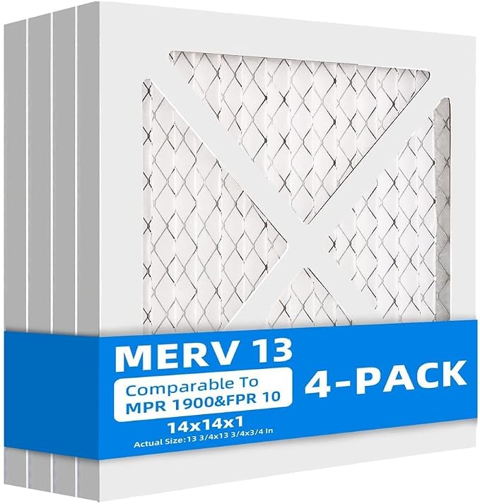 14x14x1 Furnace Air Filters, MPR 1900 & FPR 10, MERV 13 Pleated Air Filter