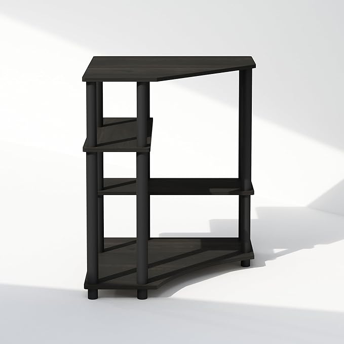 Furinno Turn-N-Tube Storage Shelves, 4-Tier Corner Shelf, Display Rack, Corner Bookshelf, for Organization and Storage, Living Room, Home Office, Espresso