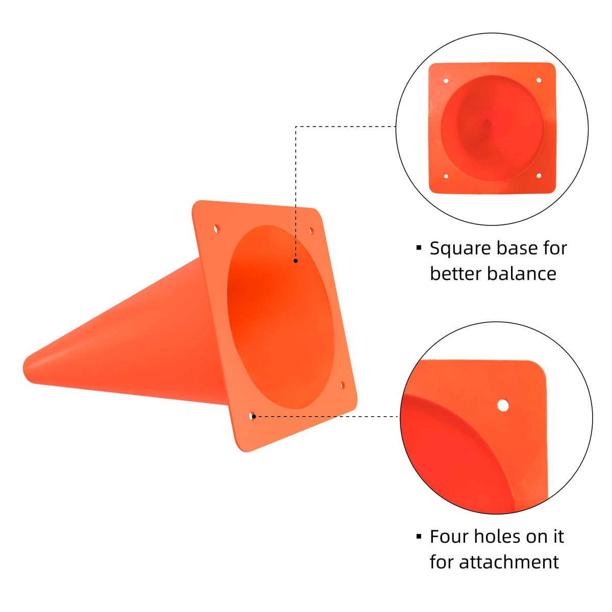 MDTMR 15 inch Soccer Training Cones for Outdoor Activity, Orange Traffic Cones,Plastic Sports Cones 7 Packs