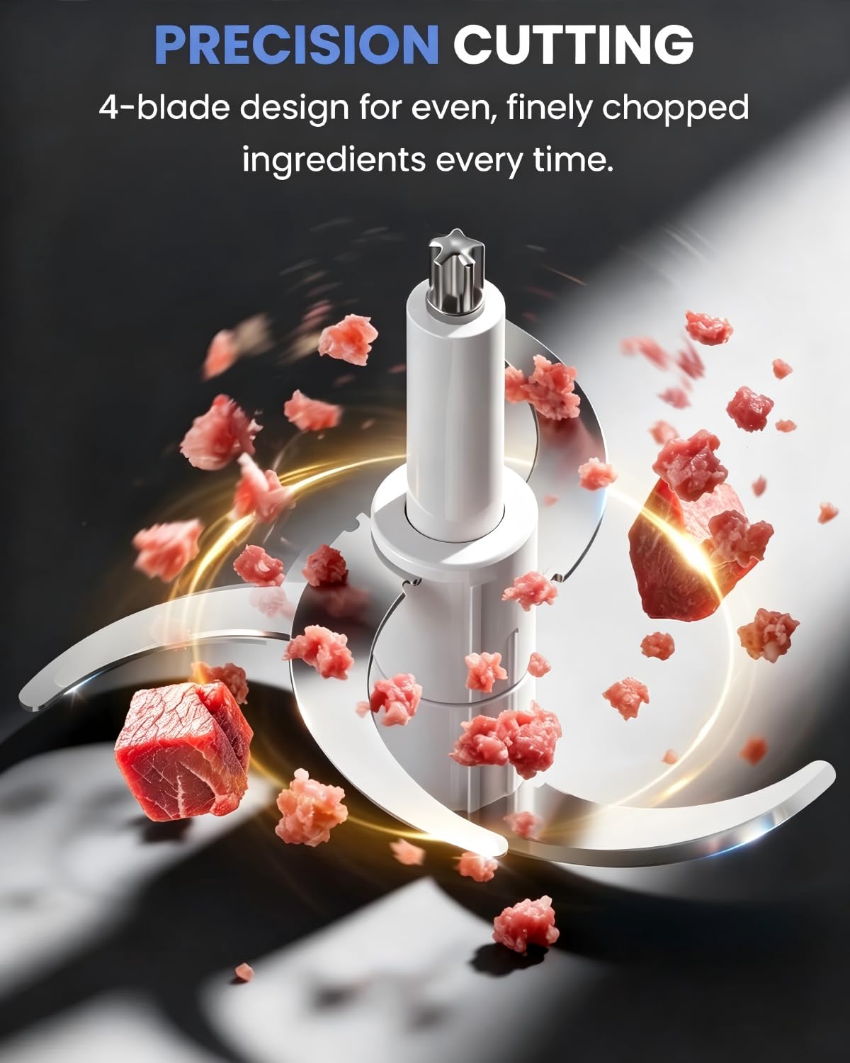 LINKChef Food Processor Small, 10 Cup Food Chopper with Container, 2.3L 600W Electric Meat Grinder for Home Use, Stainless Steel Mini Food Processor for Kitchen, Vegetable, Onion, Garlic, Salad