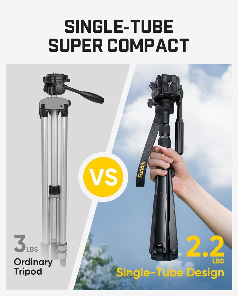 Fanttik DT10 Pro Laser Level Tripod, 2.2 Lbs Lightweight, 360° Flexible Pan Head, Quick Release Plate with 1/4"-20 Thread Mount, for Measurement Tools