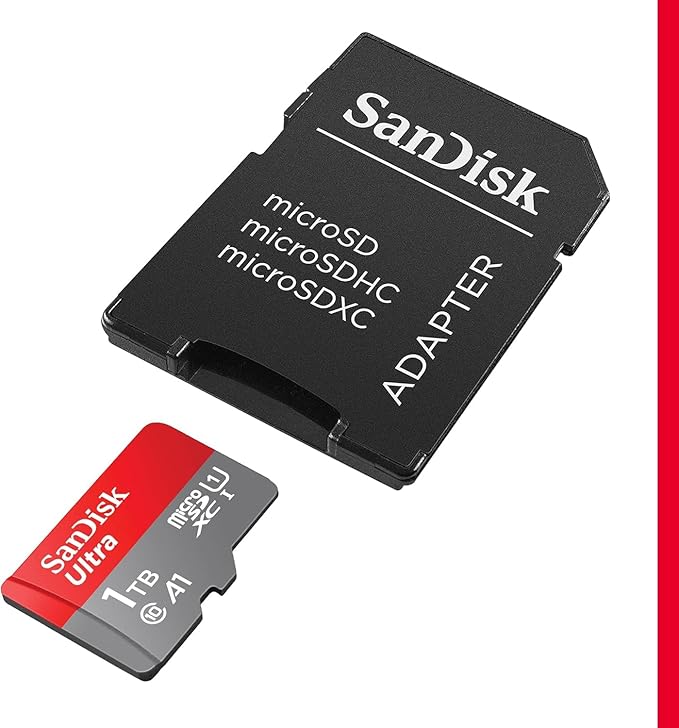 SanDisk 1TB Ultra microSDXC UHS-I Memory Card with Adapter - Up to 150MB/s, C10, U1, Full HD, A1, MicroSD Card - SDSQUAC-1T00-GN6MA [New Version]