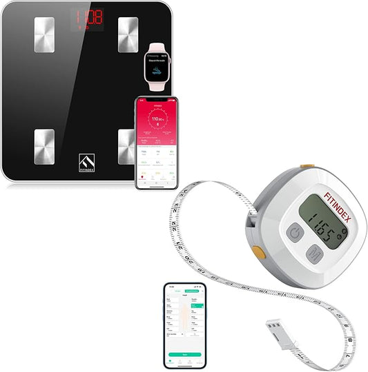 FITINDEX Smart Body Fat Scale, Smart Body Tape Measure
