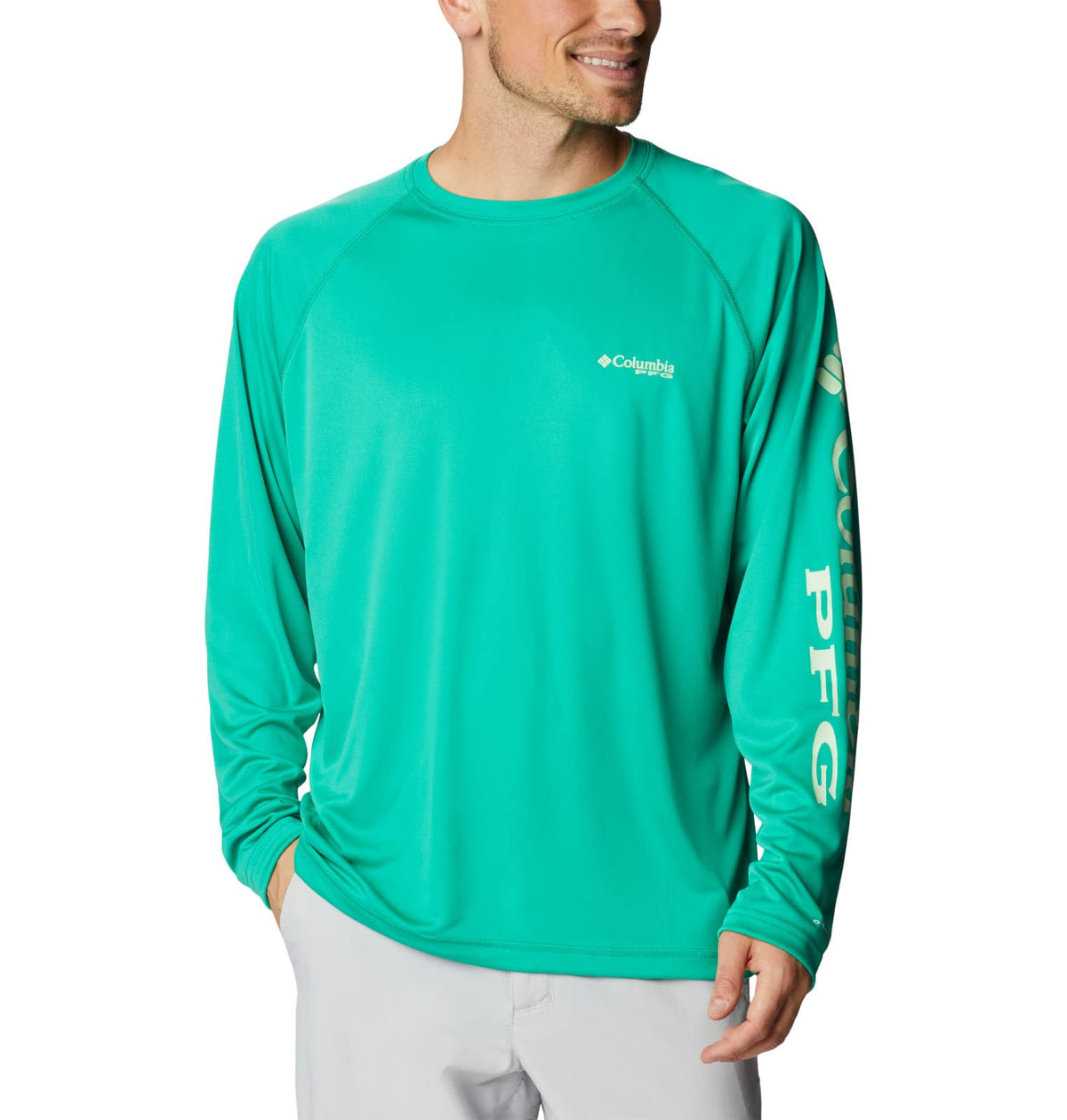 Columbia Men's Terminal Tackle Long Sleeve Fishing Shirt, Circuit/Key West Logo, XX-Large