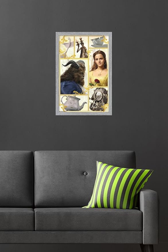 Trends International Disney Beauty And The Beast - Group Wall Poster, 22.4L x 14.7W, Gray Framed Version