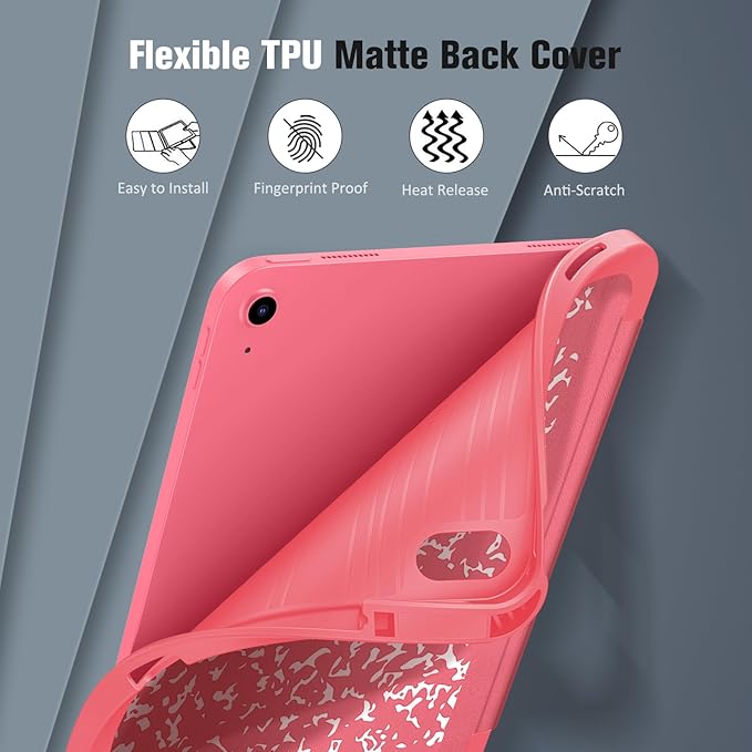 Fintie SlimShell Case for iPad (A16) 11th Generation 11 Inch (2025), iPad 10th Generation 10.9 Inch (2022) - Flexible Soft TPU Stand Back Cover with Pencil Holder, Composition Book Pink