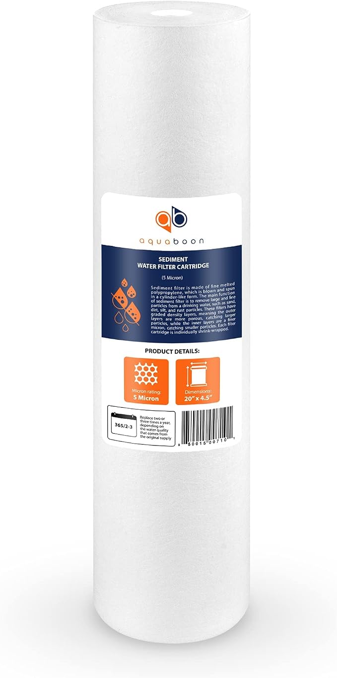 Aquaboon 5 Micron 20 x 4.5 Water Filter Cartridges Set of 8, Whole House Water