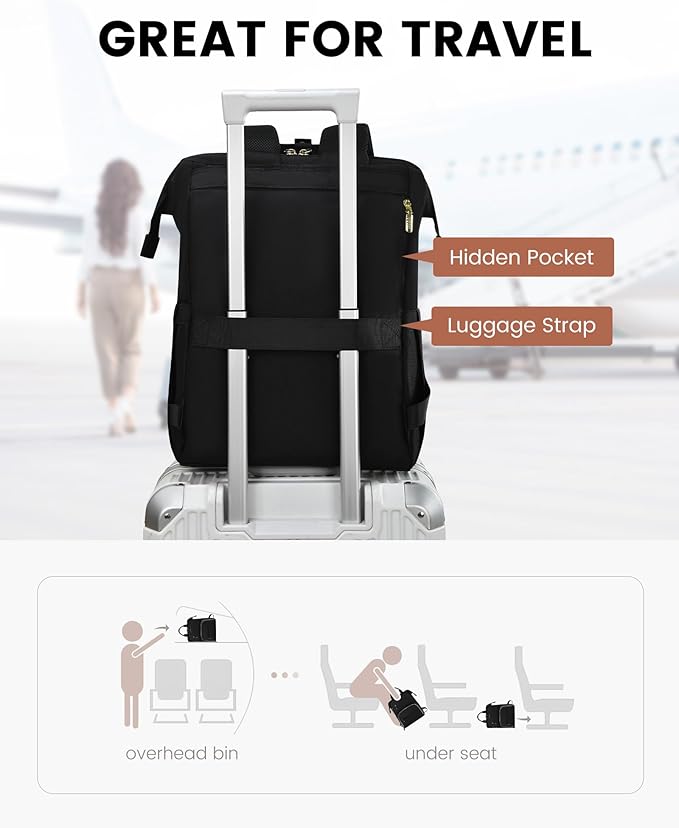 LOVEVOOK Lunch Backpack for Women, 15.6 Inch Laptop Bag with Insulated Cooler Lunch Box, Work Backpack for Teacher Nurse, Travel Backpack Lunch Bag for Camping Picnic Daily Use