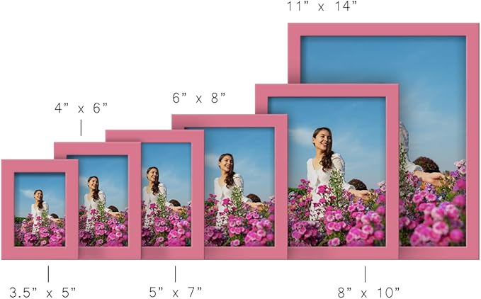 Renditions Gallery 8x10 inch Picture Frame High-end Modern Style, Made of Solid Wood and High Definition Glass Ready for Wall and Tabletop Photo Display, Hot Pink Frame