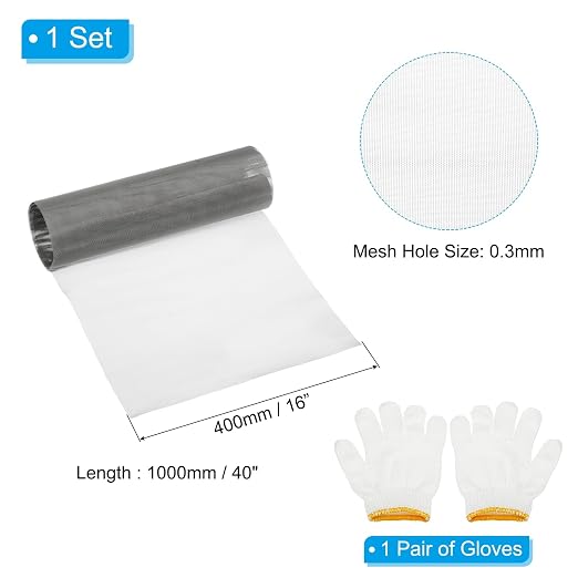 PATIKIL 40" L x 16" W Woven Wire Mesh, 60 Mesh 304 Stainless Steel Air Vent