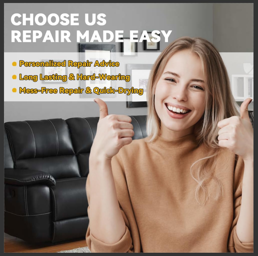 Black Leather Repair Kit for Furniture, Leather Seat Repair Kit for Cars, Easily Restore Car Interior, Sofa, Purse and Jacket, Restore Any Material with Super Easy Instructions