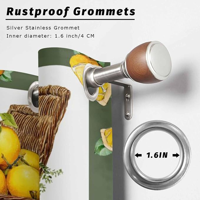 Lemon Outdoor Curtains for Patio Lemons in Baskets Summer Tropical Plants Green