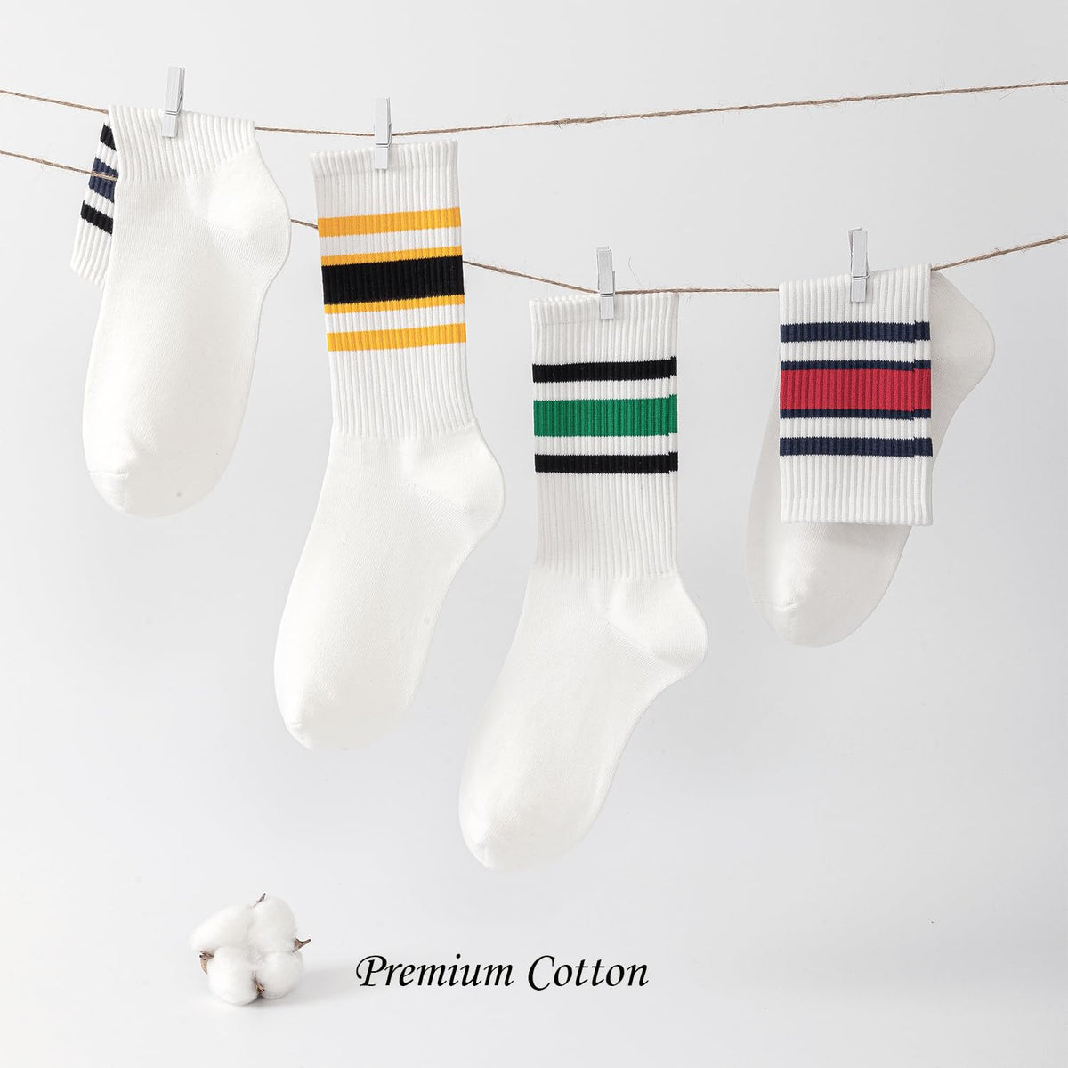 hiqqifazz women's men's selected Athletic round neck socks cotton stripe socks 5/10 pairs