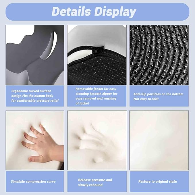 Back and Seat Cushion, Car Seat Cushion, Memory Foam L-Shaped Integrated Car Cushions, Ergonomic Car Cushion for Big People with Back Support (Navy)