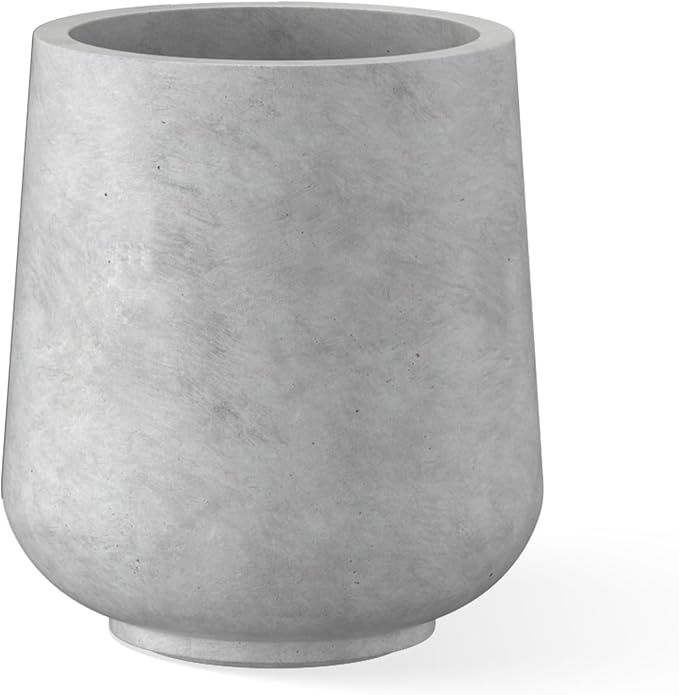 Kante 15.3" Dia Round Concrete Planter, Outdoor Indoor Large Plant Pots Containers with Drainage Hole and Rubber Plug for Home Garden Patio, Natural Concrete