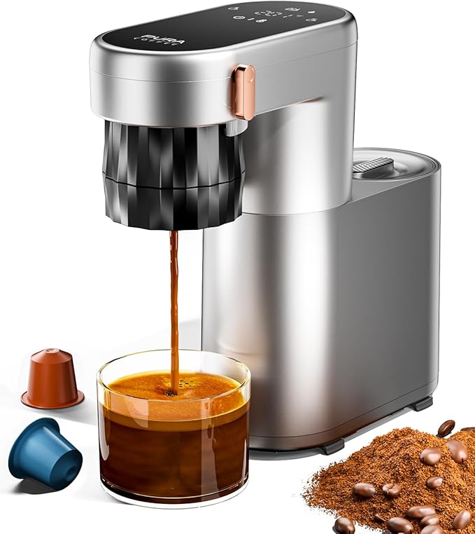 C1 Pro Compact Mini Espresso Machine with NS Capsule & Ground Coffee, Rechargeable Portable Espresso Maker, Electric Small Espresso Machine for Travel RV Car Camping Hiking Office Home with Rich Crema