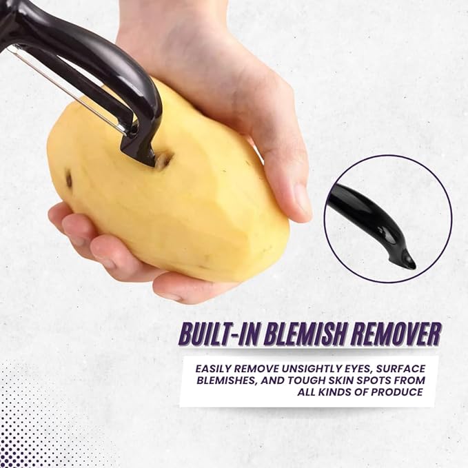 Silverdome Premium Swivel Peeler- Super Sharp Stainless Steel Blades for fast and efficient Kitchen Prep- Ergonomic Handle- Dishwasher Safe- Equipped with sharp tip to remove Blemishes on Vegetables