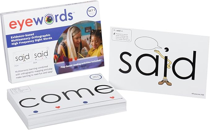 Sight Word Flash Cards with Sound Mapping & Phonics, Set 1 (High-Frequency Words 1–50) - Picture-Embedded, Multisensory Learning for Pre K - Grade 3 - Homeschool & Classroom Use - Model EW-25