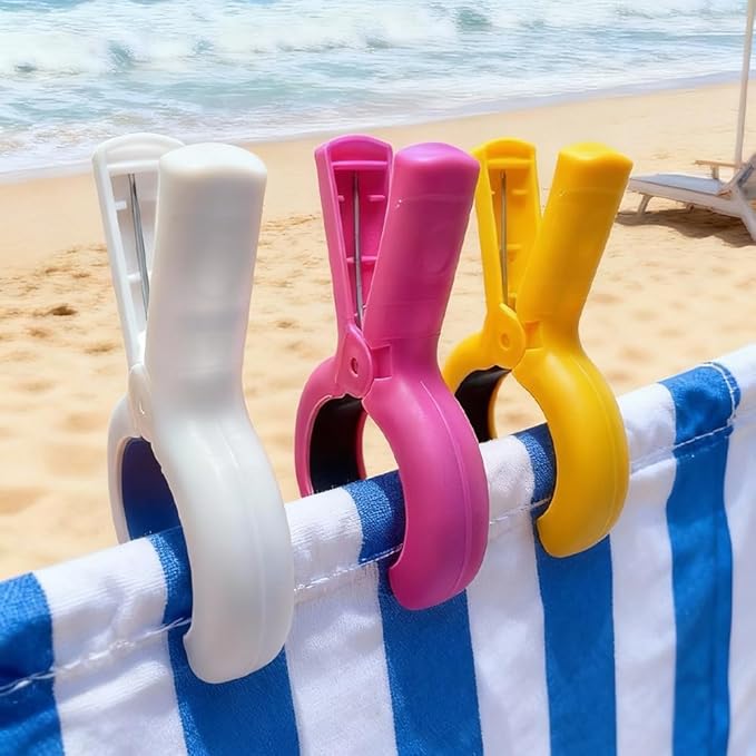 Beach Towel Clips for Beach Chairs,20 Pcs  Towel Holder for Beach Chair Pool Chair on  Cruise, Jumbo Size Heavy Duty Clothes Pins  Beach Chair Clips to Beach Accessories Must  Haves, 5 Colors (20)