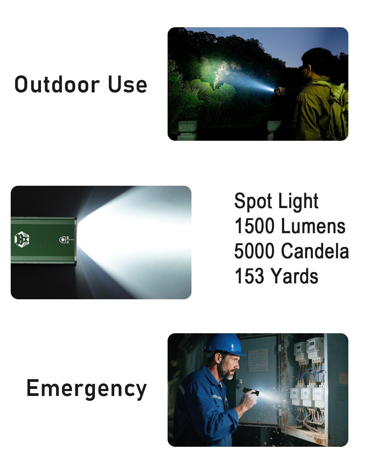 RovyVon E60 1500 Lumens Flat EDC Flashlight, 3 in 1 Green UV White Combo Compact Pocket Light, USB C Rechargeable with UV Red White Sidelight for Hiking,Traveling, Signaling, Camping