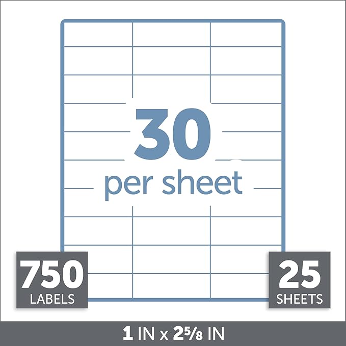 Office Depot White Inkjet/Laser Address Labels, 1in. x 2 5/8in., Pack Of 750, 505-O004-0003