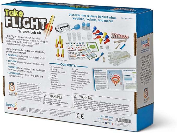 hand2mind-93422 Take Flight Science Lab Kit, STEM Activities for Kids Ages 5-7, STEM Toys, Learn About STEM Careers, Lab Guide, Kids Foam Rockets, Rocket Science for Kids, 18 Hands-On Activities