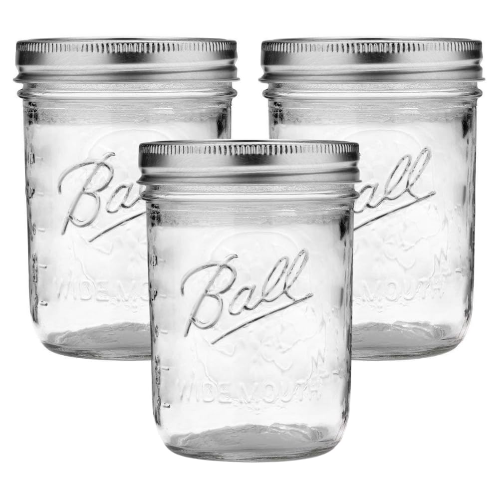 Ball Regular Mouth Glass Mason Jars with Lids and Bands, Used for Canning (Half Pint, 8 Ounce (Pack of 6))