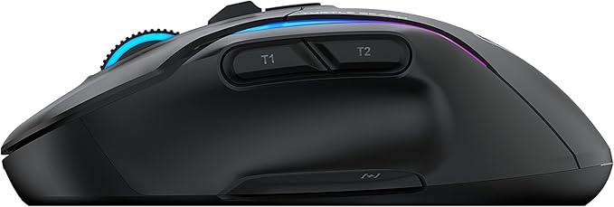 Turtle Beach Kone II Air Wireless RGB Gaming Mouse, 350-Hr Rechargeable Battery, 26000 DPI Optical Sensor, 100M Click Optical Switches, 21 Customizable Inputs, Ergonomic, 4D Scroll Wheel – Ash Black