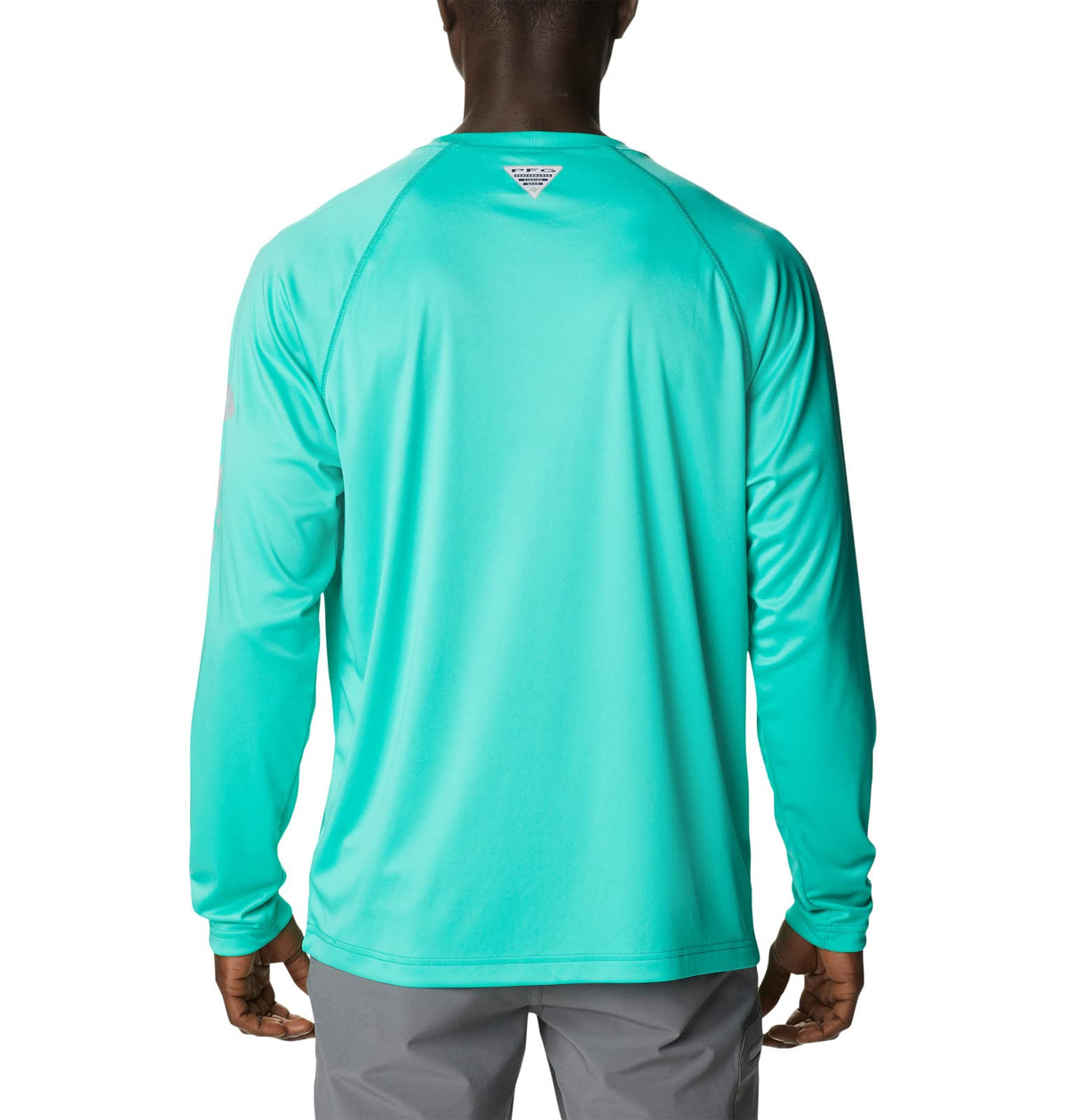 Columbia Men's Terminal Tackle Long Sleeve Shirt, Electric Turquoise/Cool Grey Logo, XX-Large