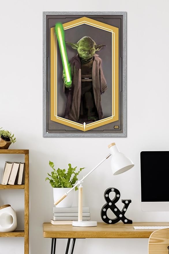 Trends International Star Wars: The High Republic - Yoda Wall Poster, 34L x 22.4W, Gray Framed Version