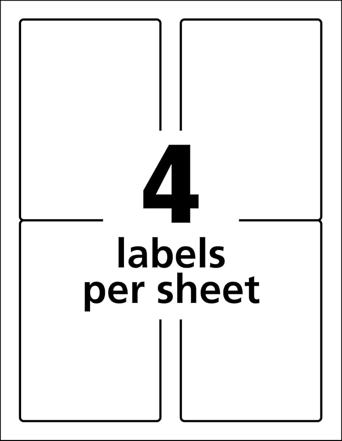 Avery Durable White Cover Up ID Labels for Laser Printers, 5 x 3.5, Pack of 200 (61532)